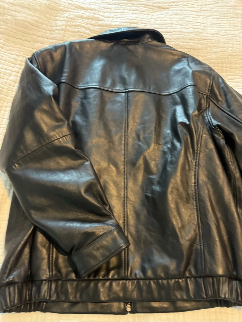 Jos. A. Bank Men's Black Leather Zip-Front Bomber Jacket NWOT 1335